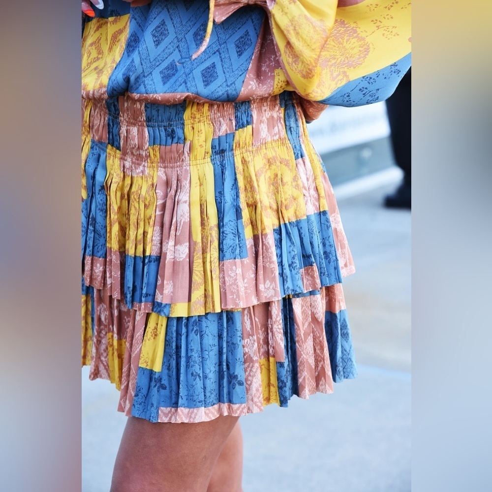 Current Air Patchwork Mini Dress - Blue, Yellow, … - image 3